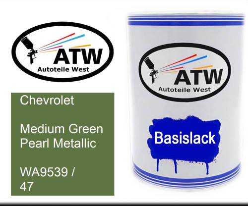 Chevrolet, Medium Green Pearl Metallic, WA9539 / 47: 500ml Lackdose, von ATW Autoteile West.